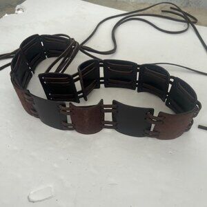 NEW MCM new York Fringe Boho Wrap Tassel Brown Leather Belt